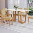 Ver imagem 3 de Conjunto Sala de Jantar Dora em Madeira Maciça 6 Cadeiras Boucle Bege