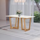 Ver imagem 6 de Conjunto Sala de Jantar Dora em Madeira Maciça 6 Cadeiras Boucle Bege