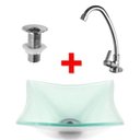 Ver imagem 1 de Kit: Cuba de Vidro Quadrada RT 30 + Torneira M20 + Válvula - Branca