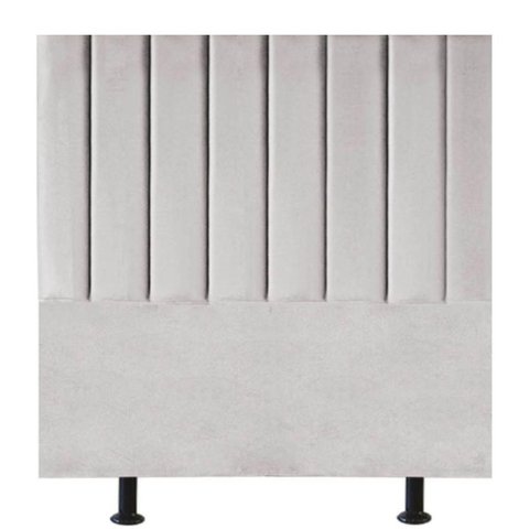 Cabeceira Estofada Cama Box Solteiro 100 Cm Laura Linho Cor:cinza Claro