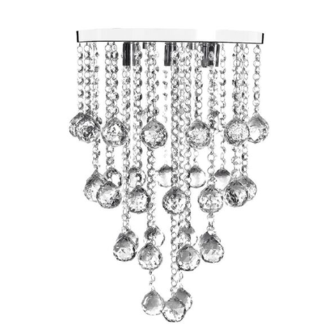 Luminária de Cristal, para Sala,hall, com 55cm de Altura, Base Espelhada 30cm de Diâmetro, Esferas D