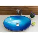 Ver imagem 5 de Kit: Cuba de Vidro Oval + Torneira Link Alta + Válvula Click - Azul