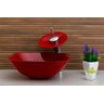Cuba Vidro Quadrada 31Cm + Torneira Cascata + Válvula + Sifão - Vermelho - 3