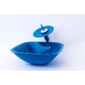Cuba Vidro Quadrada 36Cm + Torneira Cascata + Válvula + Sifão - Água - 1