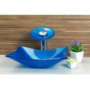 Ver imagem 3 de Cuba Retangular + Torneira Cascata + Válvula + Sifão + Te - Azul