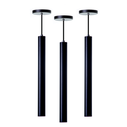 Kit 3 Pendente Tubo Cilindro Alumínio 30cm: Cor Preto - 1