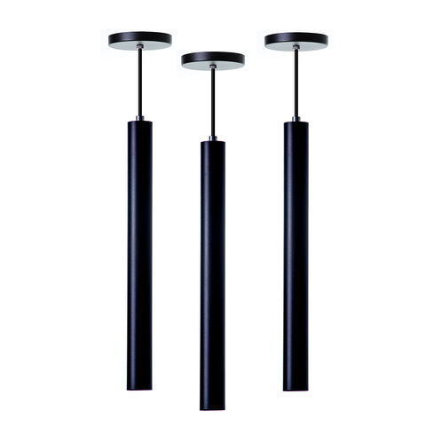 Kit 3 Pendente Tubo Cilindro Alumínio 30cm: Cor Preto