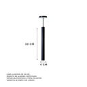Ver imagem 2 de Kit 3 Pendente Tubo Cilindro Alumínio 30cm: Cor Preto