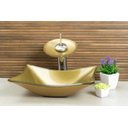 Ver imagem 3 de Cuba Retangular + Torneira Cascata + Válvula + Sifão + Te - Dourado