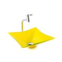 Ver imagem 1 de Kit: Cuba de Vidro Quadrada RT 30Cm + Torneira Link + Válvula - Amarelo - 30 x 30 x 11 Cm