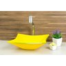Kit: Cuba de Vidro Quadrada RT 30Cm + Torneira Link + Válvula - Amarelo - 30 x 30 x 11 Cm - 3