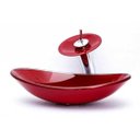 Ver imagem 4 de Cuba de Vidro para Banheiros e Lavabos - Oval - Vermelho Escuro
