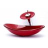 Cuba de Vidro para Banheiros e Lavabos - Oval - Vermelho Escuro - 4