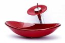 Ver imagem 4 de Cuba de Vidro para Banheiros e Lavabos - Oval - Vermelho Escuro