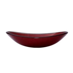 Cuba de Vidro para Banheiros e Lavabos - Oval - Vermelho Escuro