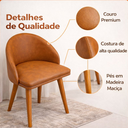 Ver imagem 5 de Cadeira de Jantar Diamante Courino Marrom com Pés em Madeira