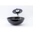 Ver imagem 1 de Cuba Vidro Redonda 30cm + Torneira Cascata + Válvula + Sifão - Preto
