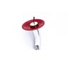 Cuba Vidro Redonda 30cm + Torneira Cascata + Válvula + Sifão - Vermelho - 5