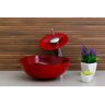 Cuba Vidro Redonda 30cm + Torneira Cascata + Válvula + Sifão - Vermelho - 3