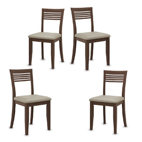 Conjunto Rubi com 4 Cadeiras Café Madeira Pinus - Finestra
