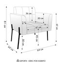 Ver imagem 7 de Poltrona para Sala Pés Metálicos Preto Ana Bouclé Bege - Ibiza