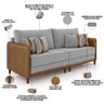 Sofá 3 Lugares Sala de Estar Living 192cm Asbury K01 Veludo Cinza Claro Couríssimo Camel - Lyam Deco - 4