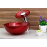 Cuba Vidro Redonda 35 Cm + Torneira Cascata + Válvula + Sifão - Vermelho escuro - 3