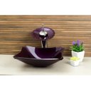 Ver imagem 2 de Kit: Cuba de Vidro Modelo Retrô 33cm + Torneira Cascata + Válvula Click - Púrpura