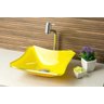 Kit: Cuba de Vidro Modelo Retrô 33cm + Torneira Link + Válvula Click - Amarelo - 3