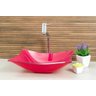 Cuba de vidro Retangular + Torneira Link + Válvula + Sifão - Rosa - 3