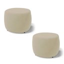 Ver imagem 1 de Kit 02 Puffs Decorativos Living Aisha Orgânico Redondo Veludo Bege - Desk Design