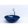 Cuba Vidro Redonda 42cm + Torneira Link Quadrada + Válvula - Azul Escuro - 1