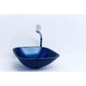 Cuba de Vidro para Banheiros e Lavabos - Quadrada 36cm - Azul Escuro - 36x36x14cm - 2