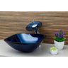 Cuba de Vidro para Banheiros e Lavabos - Quadrada 36cm - Azul Escuro - 36x36x14cm - 7