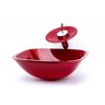 Cuba de Vidro para Banheiros e Lavabos - Quadrada 36cm - Vermelho - 36x36x14cm - 4