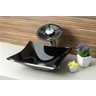 Cuba de Vidro para Banheiros e Lavabos - Quadrada Rt 34cm - Preto - 34x34x12cm - 5