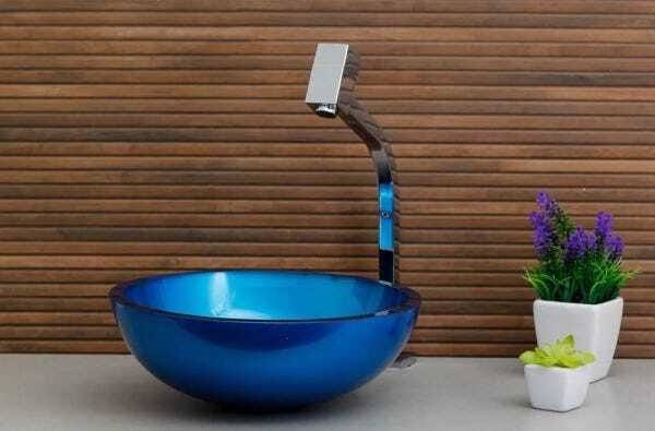 Cuba de Vidro Para Banheiros E Lavabos 30cm - Azul - 7