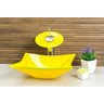 Cuba de Vidro Quadrada Rt 34cm + Torneira Cascata + Válvula - Amarelo - 3