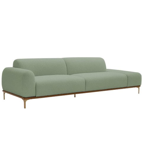 Sofá Living Unne 3 Lugares 210cm Terminal Esquerdo Bouclé Verde Claro - Nexta Casa Cor Verde