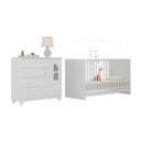 Ver imagem 2 de Berço 3 em 1 para Colchão 130x60cm com Cômoda 1 Porta 4 Gavetas Nina Multimóveis Mp4760 Branco