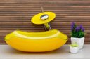 Ver imagem 3 de Cuba Vidro Abaulada + Torneira Cascata + Válvula + Sifão - Amarelo