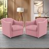 Kit 02 Poltrona Decorativa Reforçada Milla Recepção 12 Cores - Rosa - 1