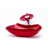 Cuba Vidro Abaulada + Torneira Cascata + Válvula + Sifão - Vermelho - 1