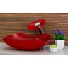 Cuba Vidro Abaulada + Torneira Cascata + Válvula + Sifão - Vermelho - 2