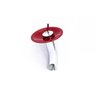 Cuba Vidro Abaulada + Torneira Cascata + Válvula + Sifão - Vermelho - 6