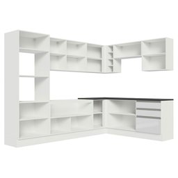Cozinha Completa de Canto 100% MDF Madesa Acordes 479003 Armário e Balcão Frentes Branco Brilho Cor: - 11