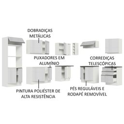 Cozinha Completa de Canto 100% MDF Madesa Acordes 479003 Armário e Balcão Frentes Branco Brilho Cor: - 4