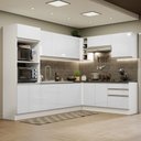 Ver imagem 1 de Cozinha Completa de Canto 100% MDF Madesa Acordes 479003 Armário e Balcão Frentes Branco Brilho Cor:
