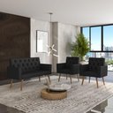 Ver imagem 2 de Sofá 2 Lugares + 2 Poltronas Decorativas para Sala, Recepção Preto