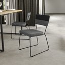 Ver imagem 2 de Kit 6 Cadeiras Decorativas Estofada Allana L02 Faixa Corano Preto Linho Cinza Escuro - Lyam Decor